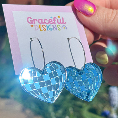 Mirrorball Heart Earrings
