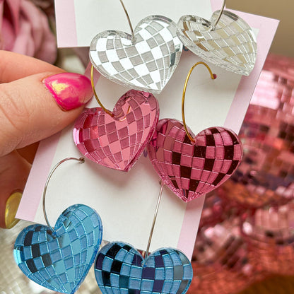 Mirrorball Heart Earrings