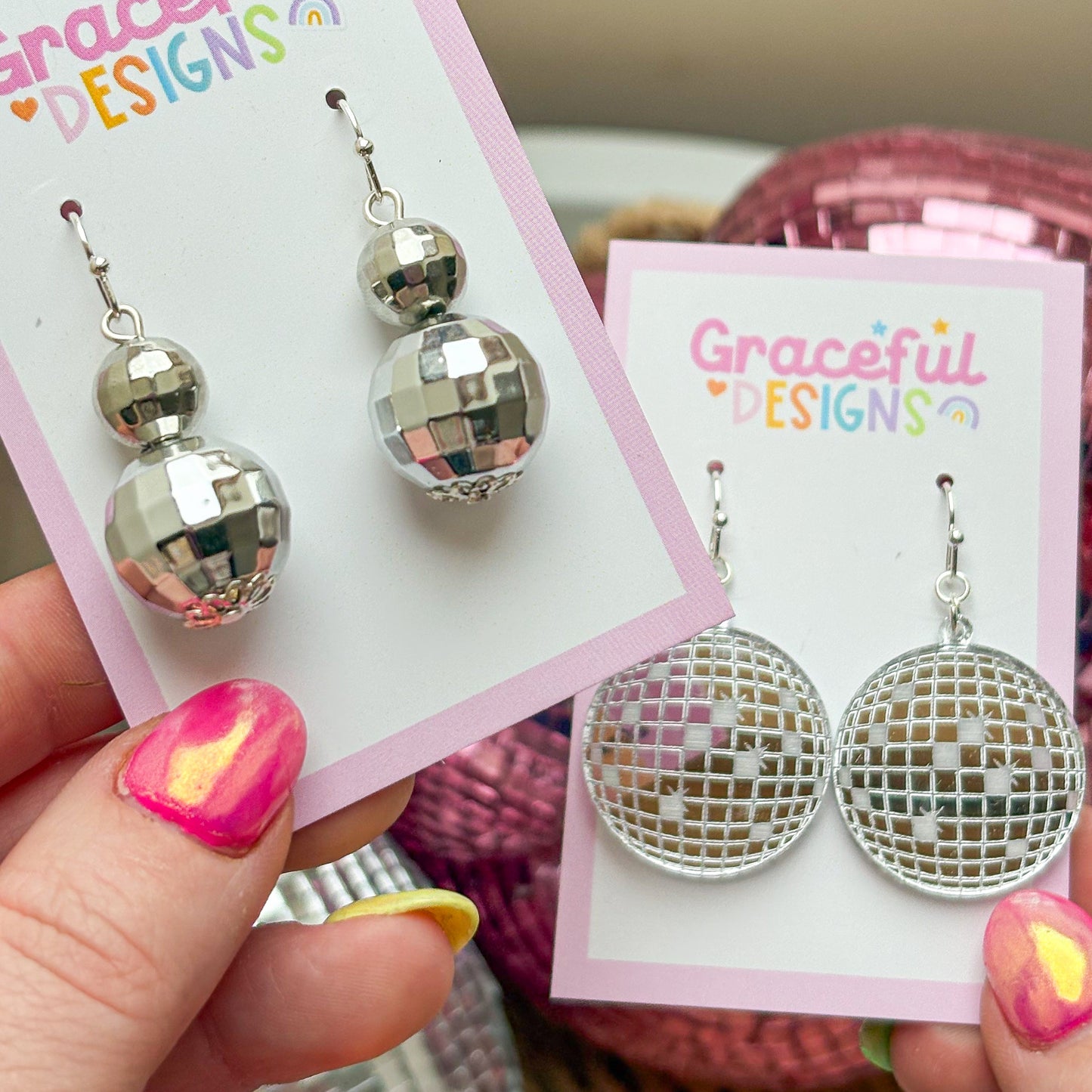Double Disco Ball Earrings