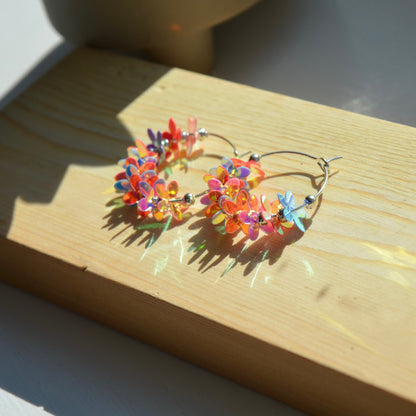 Iridescent Flower Hoops