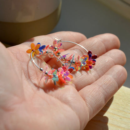 Iridescent Flower Hoops