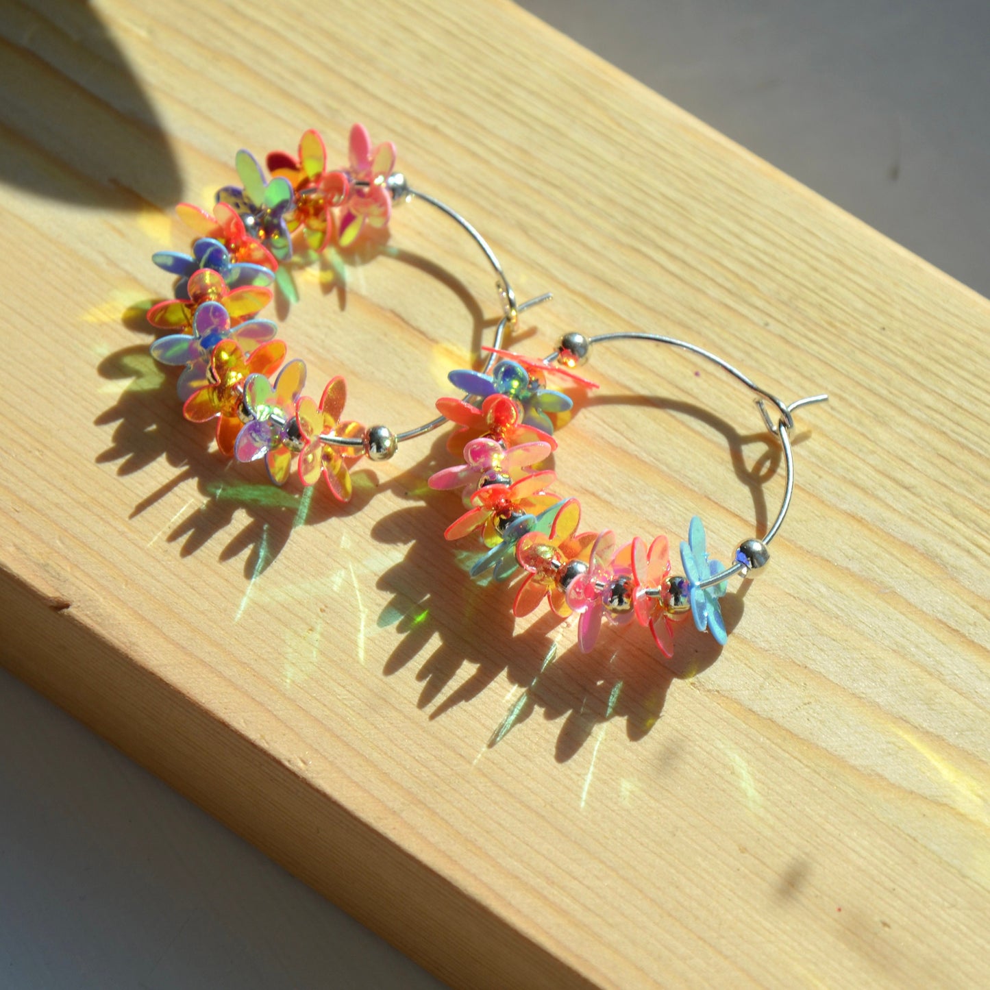 Iridescent Flower Hoops