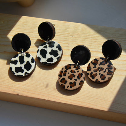 Animal Print Circle Studs