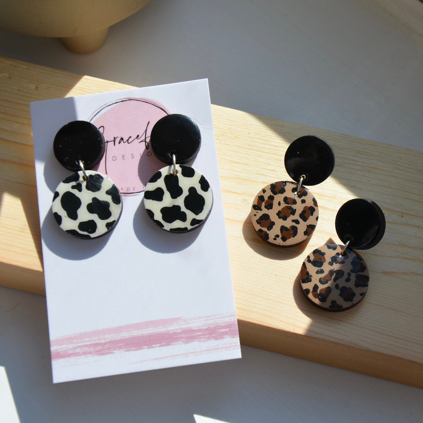 Animal Print Circle Studs