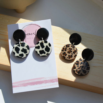 Animal Print Circle Studs