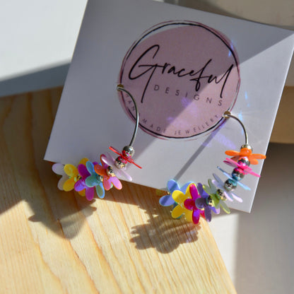 Bright Flower Hoops