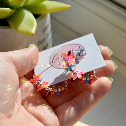 Iridescent Flower Hoops