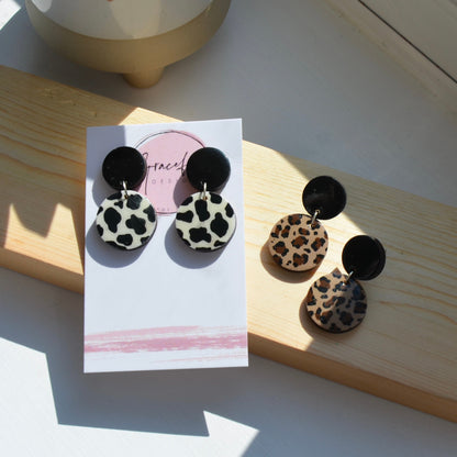 Animal Print Circle Studs