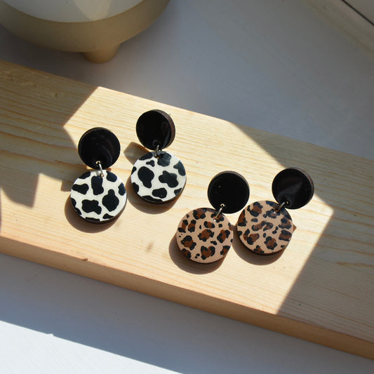 Animal Print Circle Studs